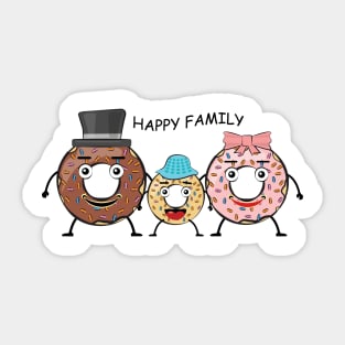 Doughnut Happy Family - Funny Illustration Sticker